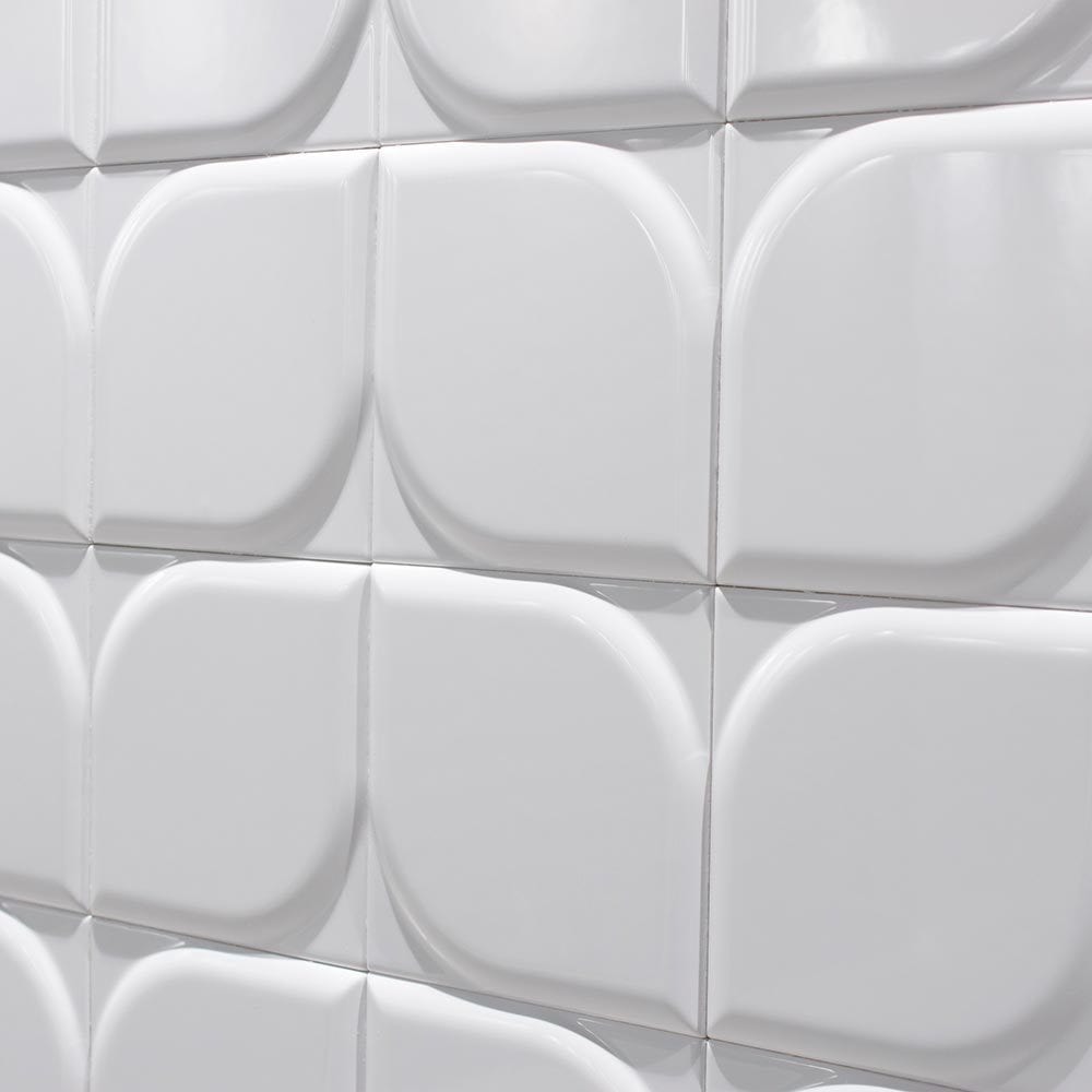 Leaf / 5"x5" / Glossy - White Fundamental Series - Ceramic Tile 0