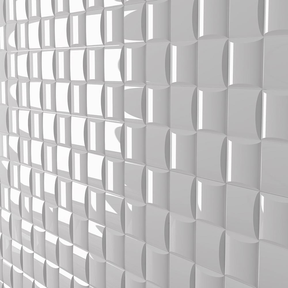 Wicker / 5"x5" / Glossy - White Fundamental Series - Ceramic Tile 0