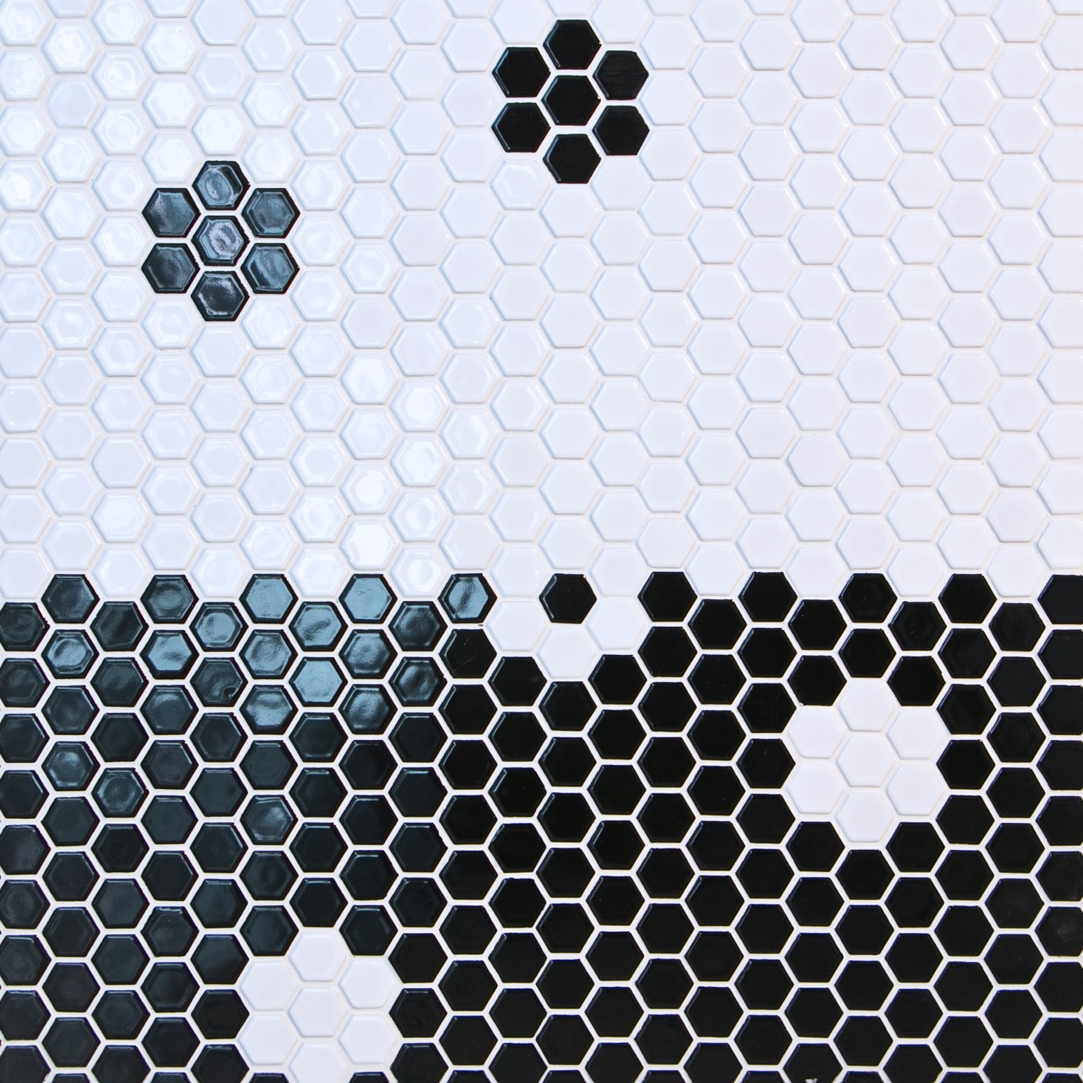 Black / 1"x1" / Glossy Hexagon Ceramic Mosaic Tiles 0