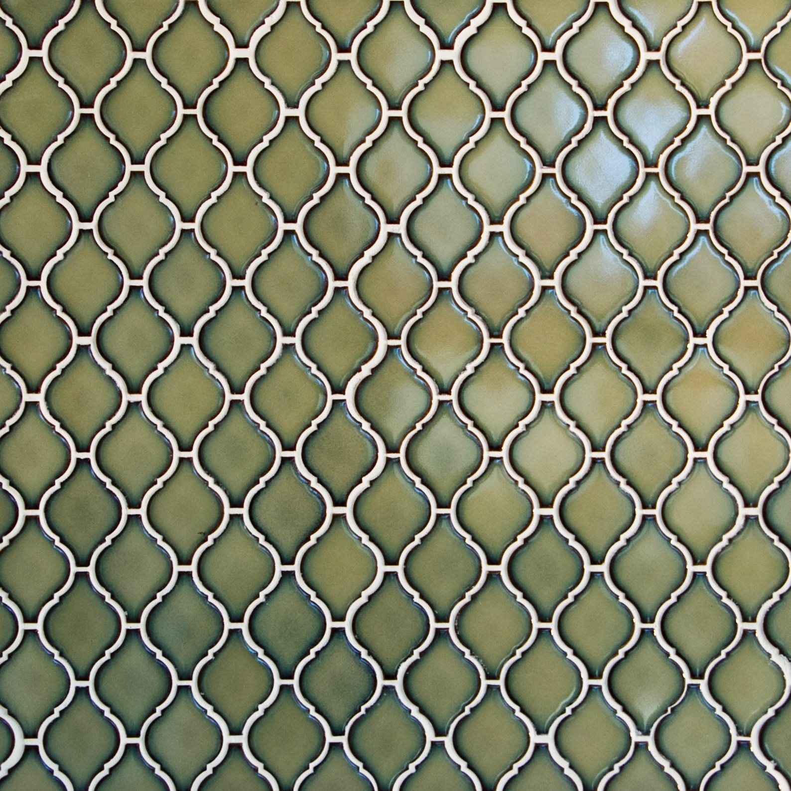Moss Green, Narrow Pattern / 2.75"x2" / Glossy Arabesque Lantern Mosaics 0