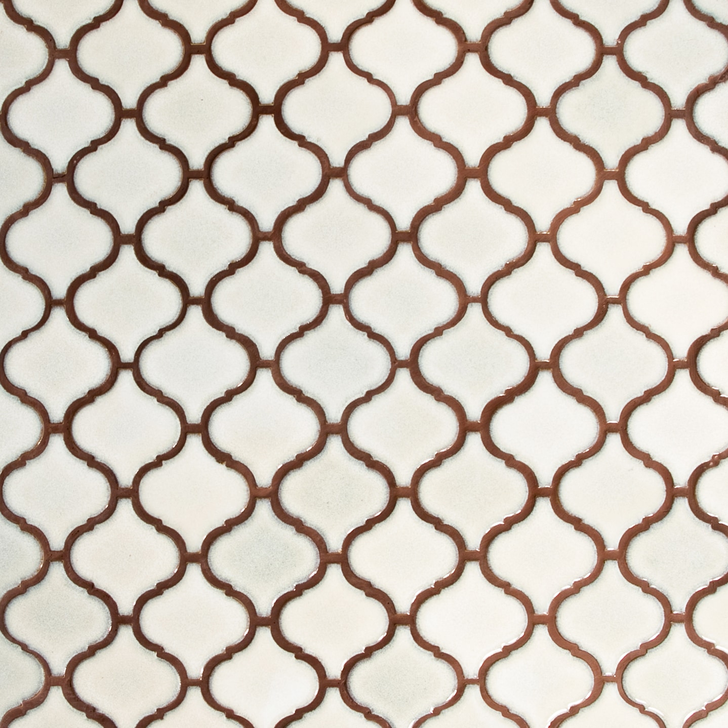 Antique White, Wide Pattern / 3"x3" / Glossy Arabesque Lantern Mosaics 0