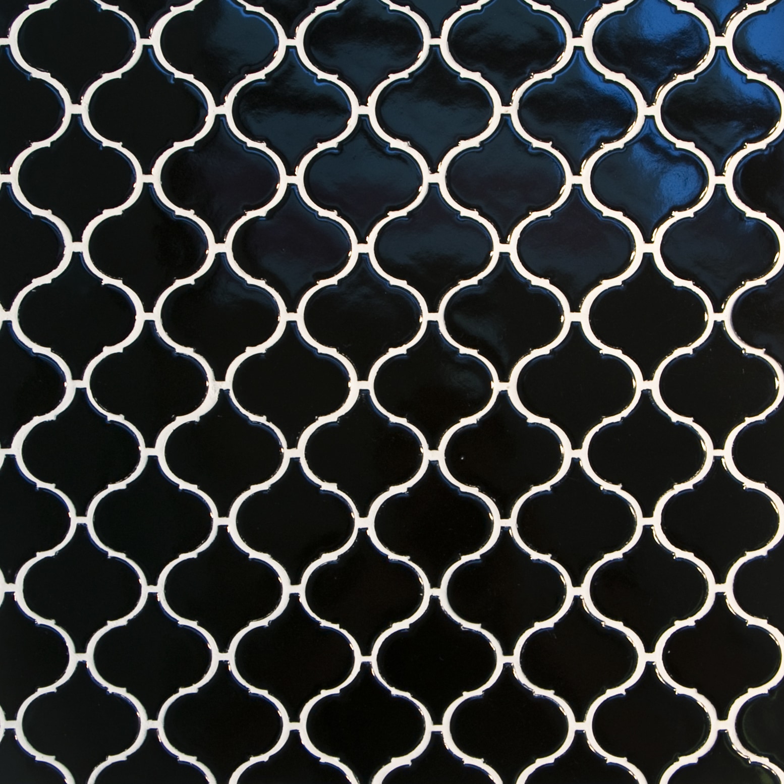 Black, Wide Pattern / 3"x3" / Glossy Arabesque Lantern Mosaics 0