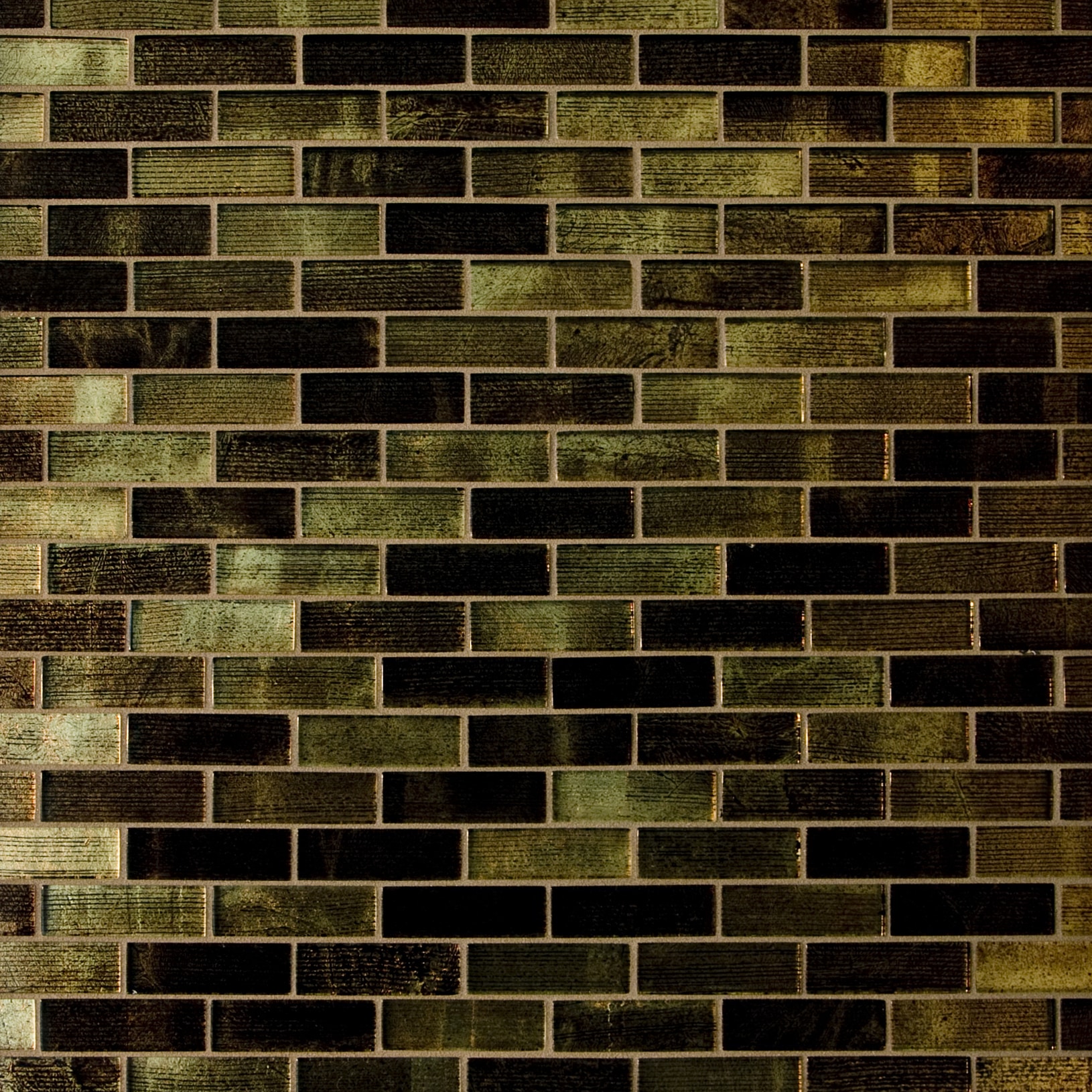 Brown and Gold Metallic / 1"x3" Brick Pattern Glass Mosaics 0