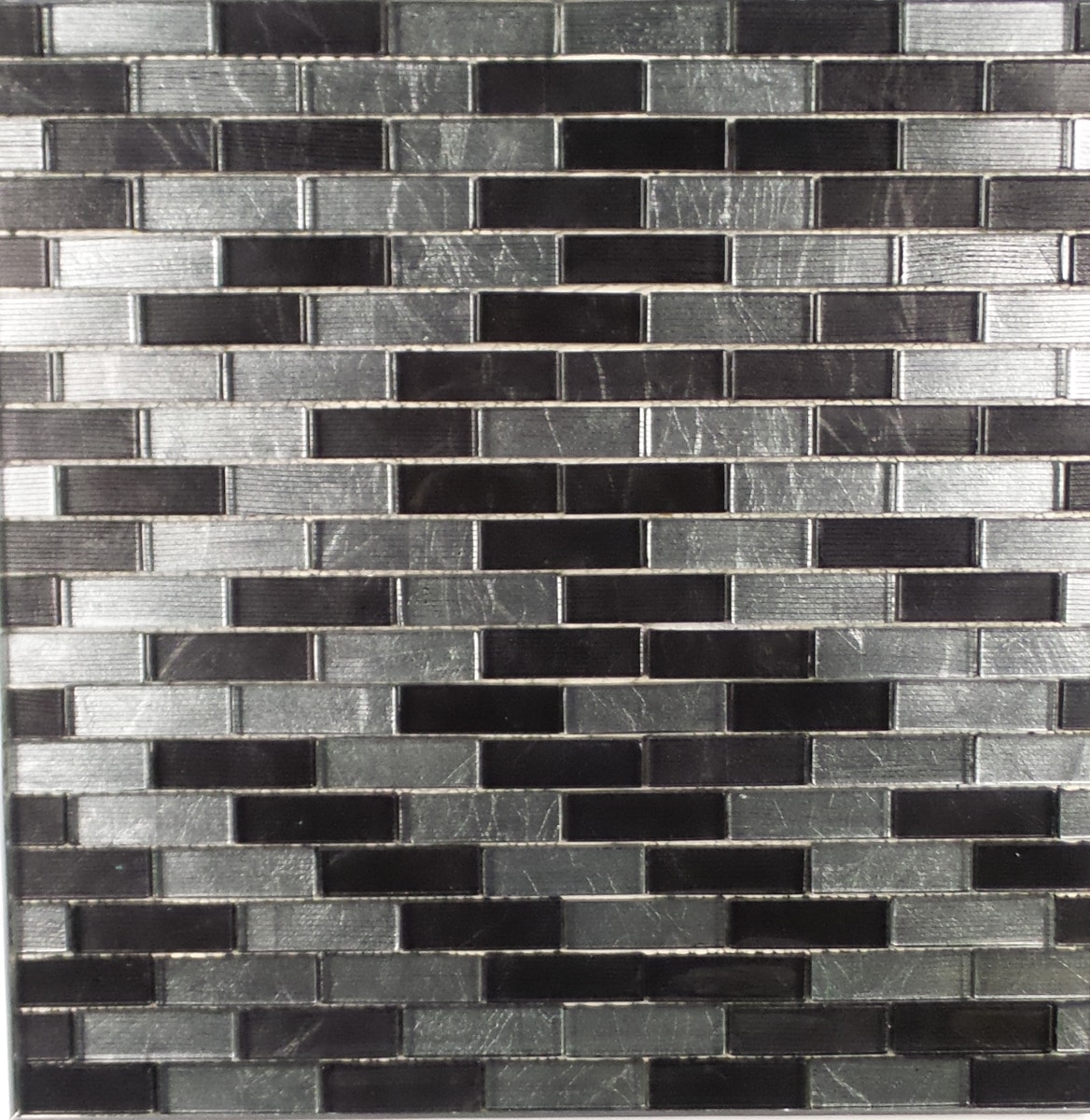 Black and Chrome Metallic / 1"x3" Brick Pattern Glass Mosaics 0