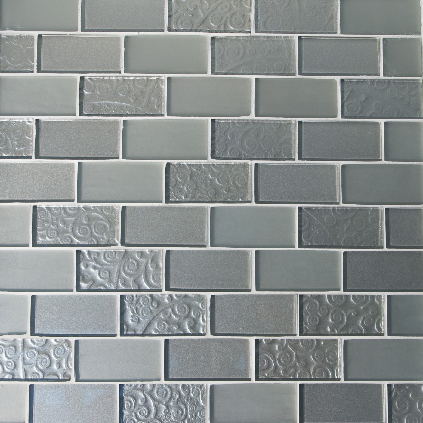 Silver and Frosted / 2"x4" Brick Pattern Glass Mosaics 0