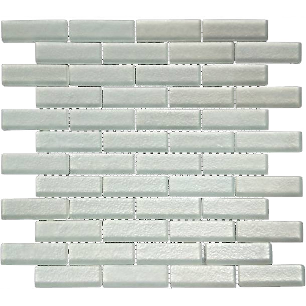 White Frosted / 1"x3" Brick Pattern Glass Mosaics 0