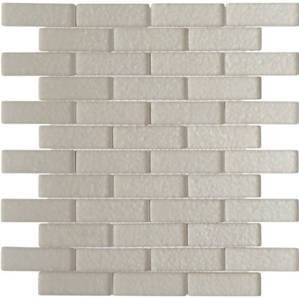 Silver Grey Frosted / 1"x3" Brick Pattern Glass Mosaics 0