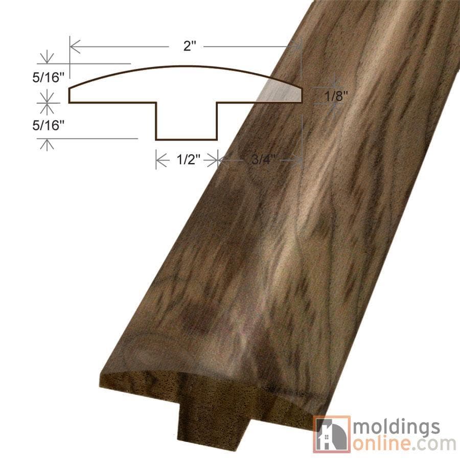 Walnut / T-Molding / 78" x 2" x 5/8" / Semi-Gloss Walnut Moldings - Collection 0
