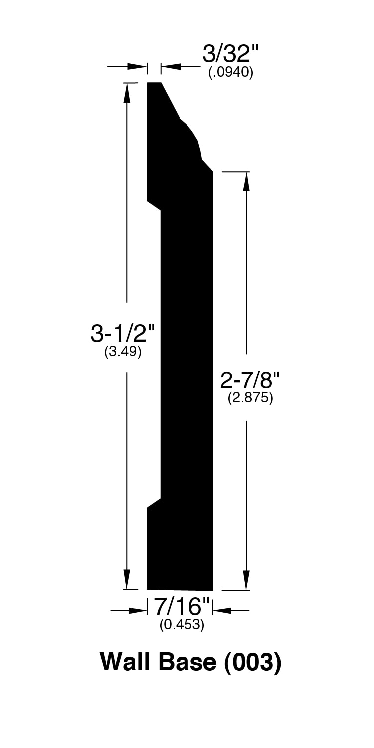 Natural / Wall Base / 94" x 7/16" x 3 1/2" Hardwood Moldings - Forest Value - Natural 0