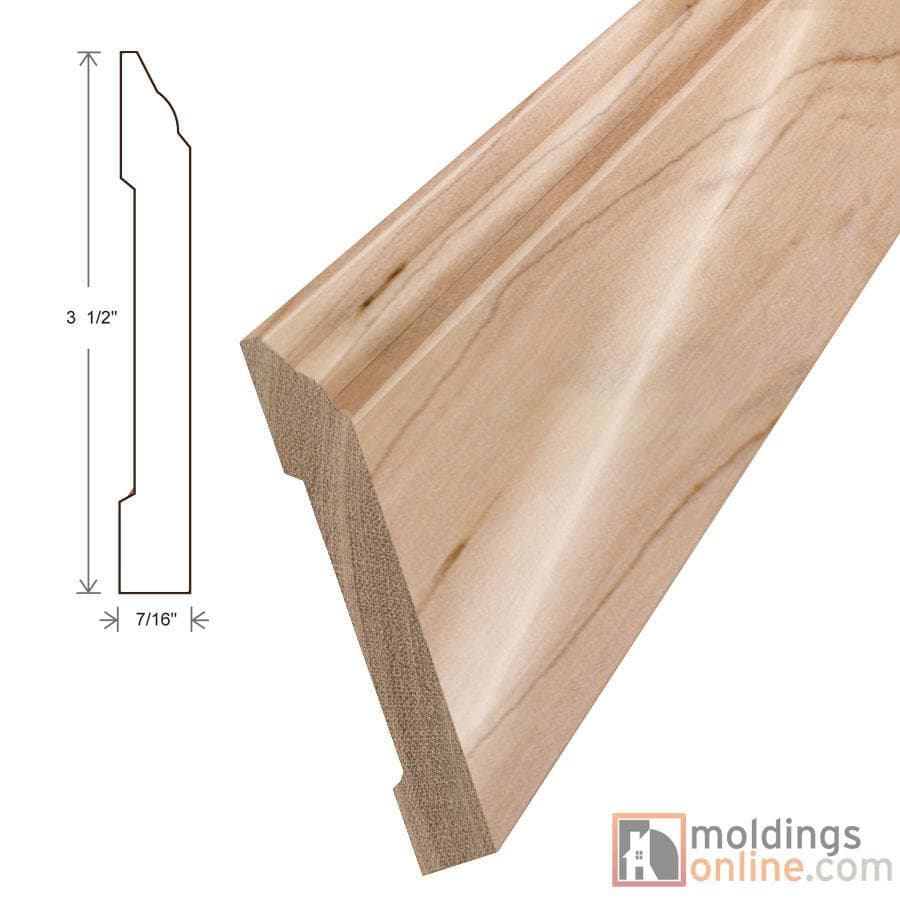 Cherry / Wall Base / 94" x 3 1/2" x 7/16" / Low-Gloss Cherry Moldings - Collection 0