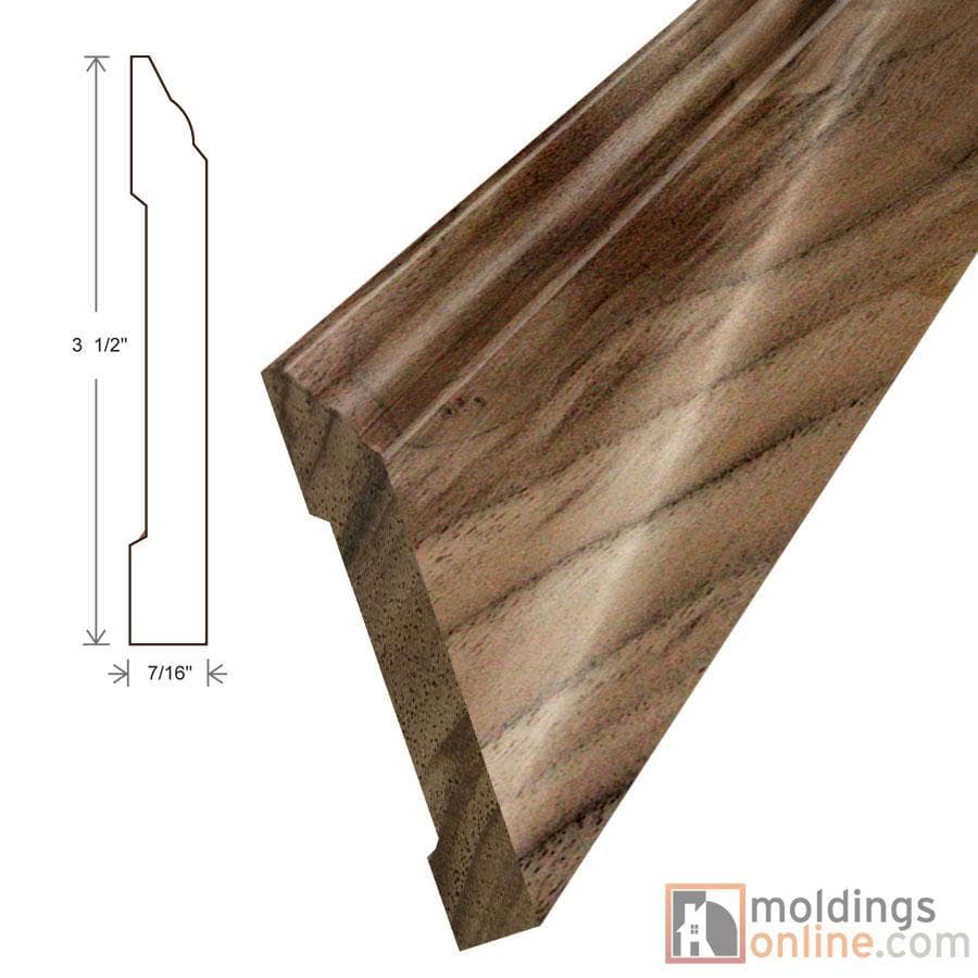 Walnut / Wall Base / 94" x 3 1/2" x 7/16" / Unfinished Walnut Moldings - Collection 0