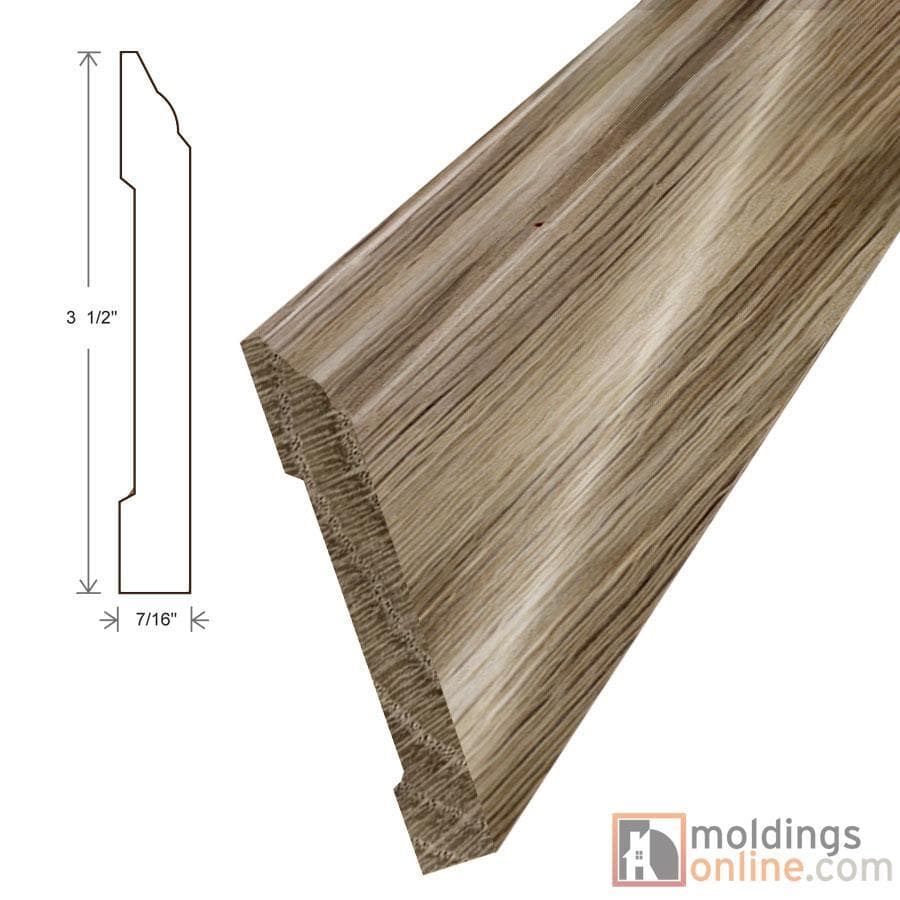 White Oak / Wall Base / 94" x 3 1/2" x 7/16" / Low-Gloss White Oak Moldings - Collection 0