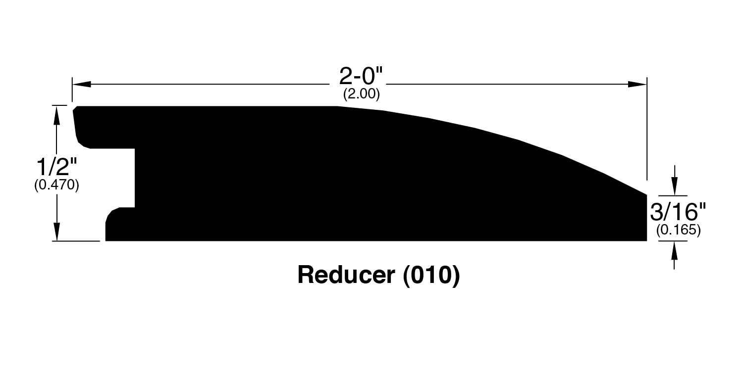 Acacia / Reducer / 78" x 2" x 0.47" / Unfinished / 10 Unfinished/Acacia/1/2" reducer 0