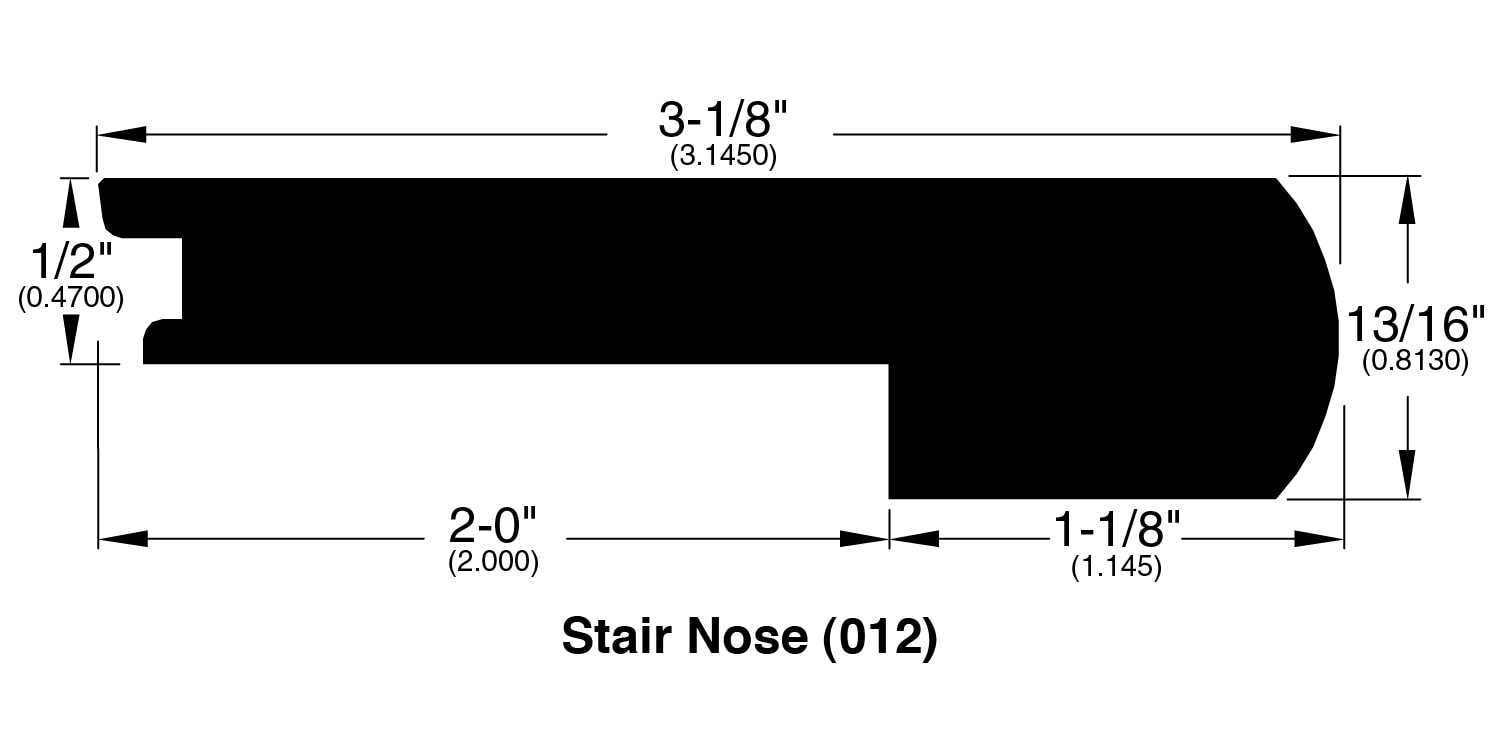 Denim / Stair Nose / 72" x 3.145" x 0.47" / Wire Brushed Bamboo Moldings -10mm Handscraped T&G Solid Strand Woven 0