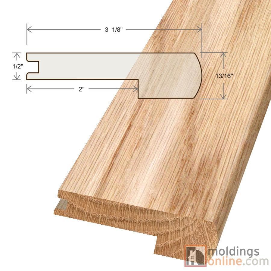 Red Oak / Stair Nose / 48" x 3 1/8" x 1/2" / Satin Red Oak Moldings - Collection 0