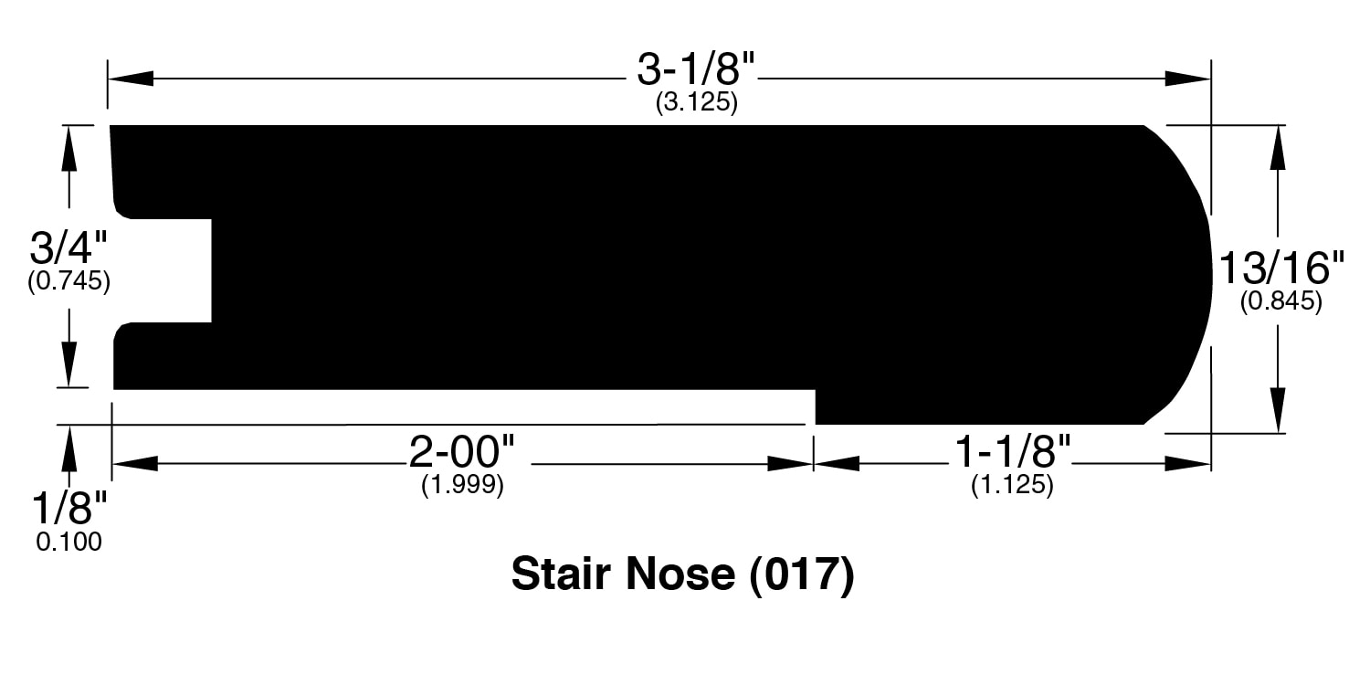 Antique / Stair Nose / 48" x 3.125" x 0.745" / Stained Hardwood Moldings - Canadian Hard Maple Collection 0