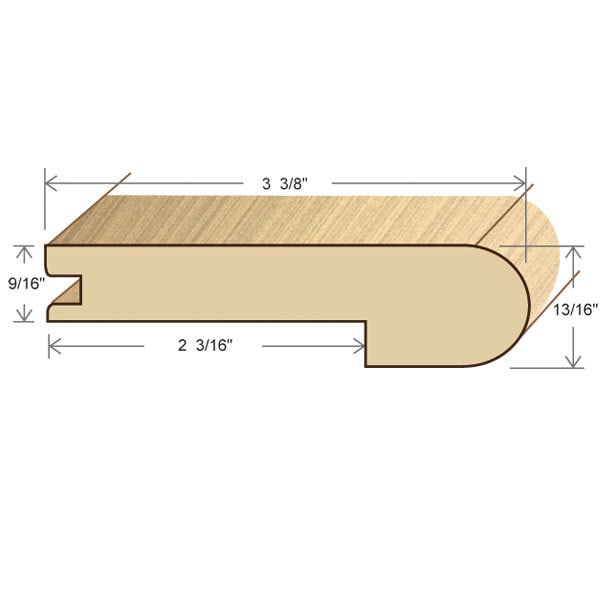 White Ash / Stair Nose / 78" x 3 3/8" x 1/2" / Unfinished White Ash Moldings - Collection 0