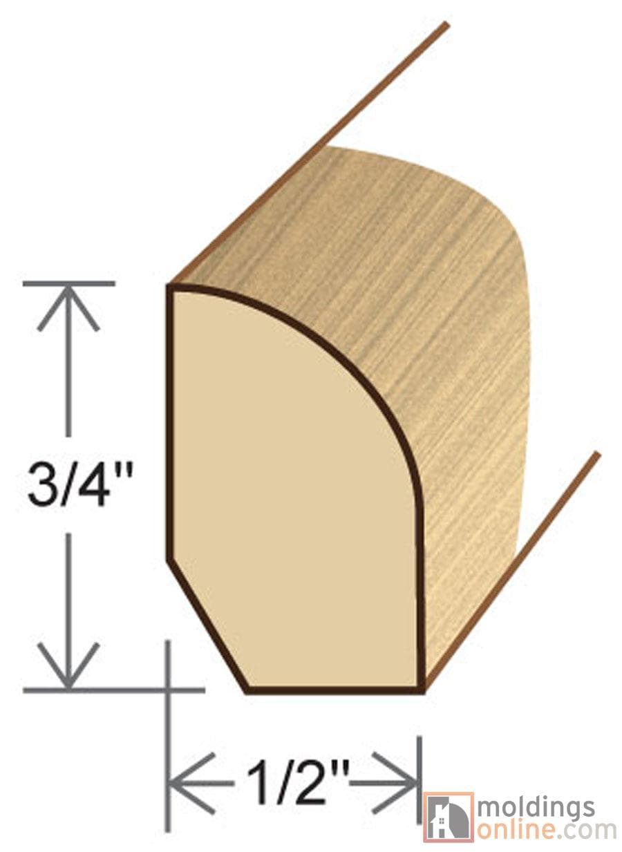 Red Birch / Base Shoe / 94" x 3/4" x 1/2" / Satin Red Birch Moldings - Collection 0