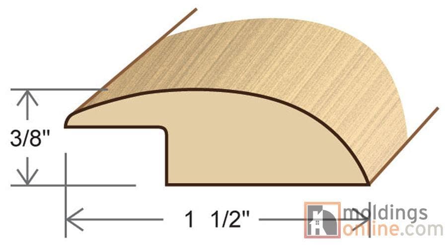 Pecan Character / Reducer - Overlapping / 78" x 1 1/2" x 1/2" / Unfinished Pecan Character Moldings - Collection 0