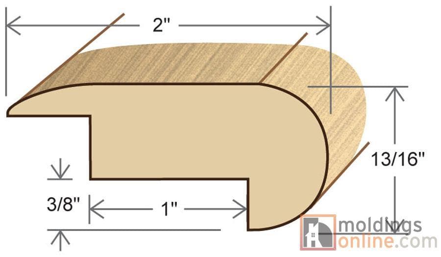 Pecan Character / Stair Nose - Overlapping / 94" x 2" x 13/16" / Unfinished Pecan Character Moldings - Collection 0