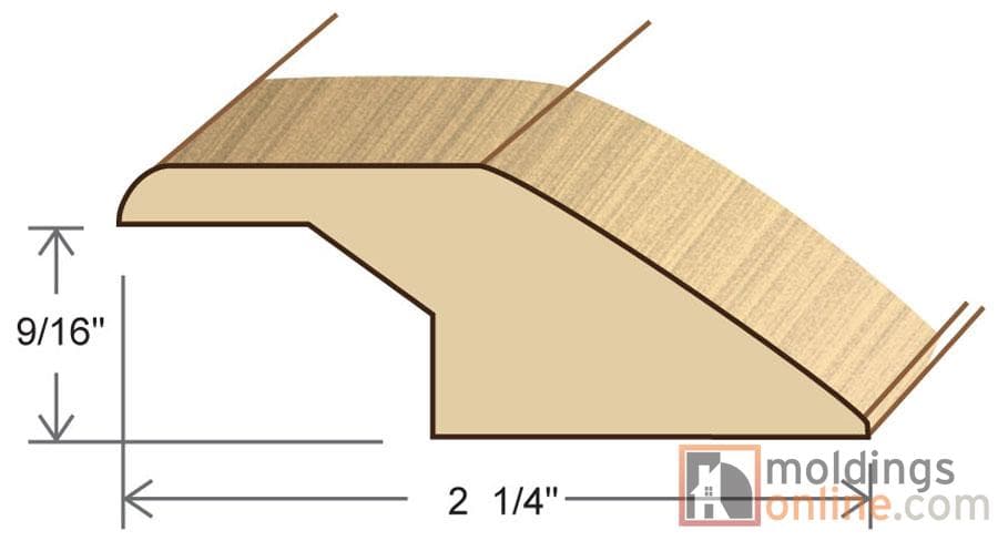 Red Oak / Reducer - Overlapping / 78" x 2 1/4" x 9/16" / Satin Red Oak Moldings - Collection 0