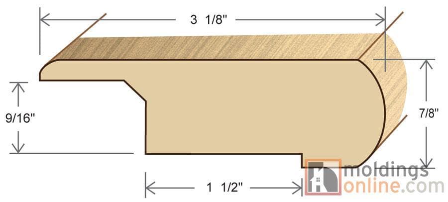 Maple / Stair Nose - Overlapping / 78" x 3 1/8" x 7/8" / Unfinished Maple Moldings - Collection 0