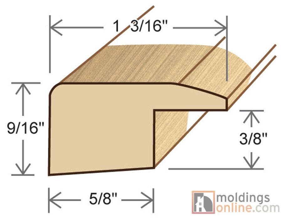 Pecan Character / Square Nose / 78" x 1 1/5" x 5/8" / Semi-Gloss Pecan Character Moldings - Collection 0