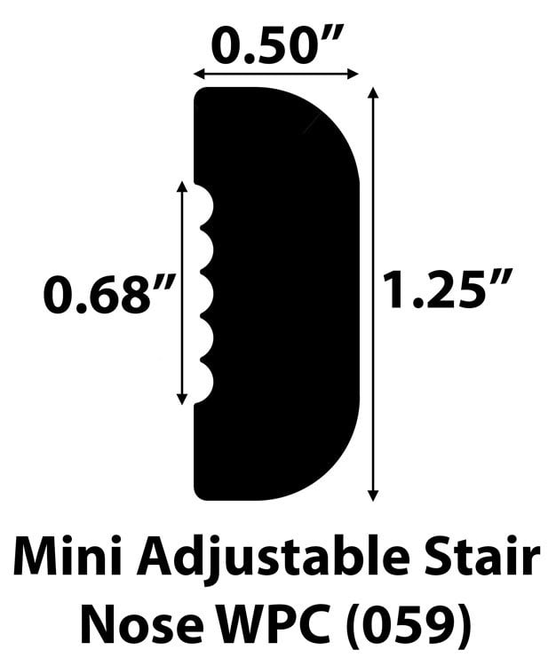 Asheville Oak / Stair Nose - Mini Adjustable / 94" x 1 1/4" x 1/2" WPC White Oak Veneer Moldings - WaterGuard - Asheville Oak 0