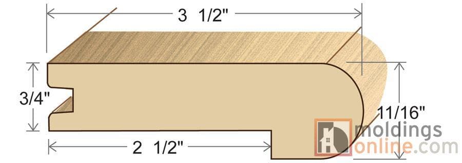 Red Oak / Stair Nose / 94" x 3 1/2" x 1 1/16" / Satin Red Oak Moldings - Collection 0