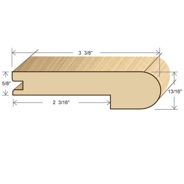 White Oak / Stair Nose / 78" x 3 3/8" x 5/8" / Unfinished White Oak Moldings - Collection 0