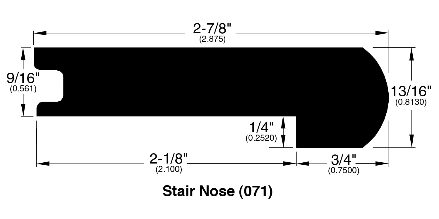 Smooth Vellum / Stair Nose / 78" x 2.875" x 0.56" / Stained Eng. Hardwood Acacia Moldings - Eccentric Acacia Collection 0