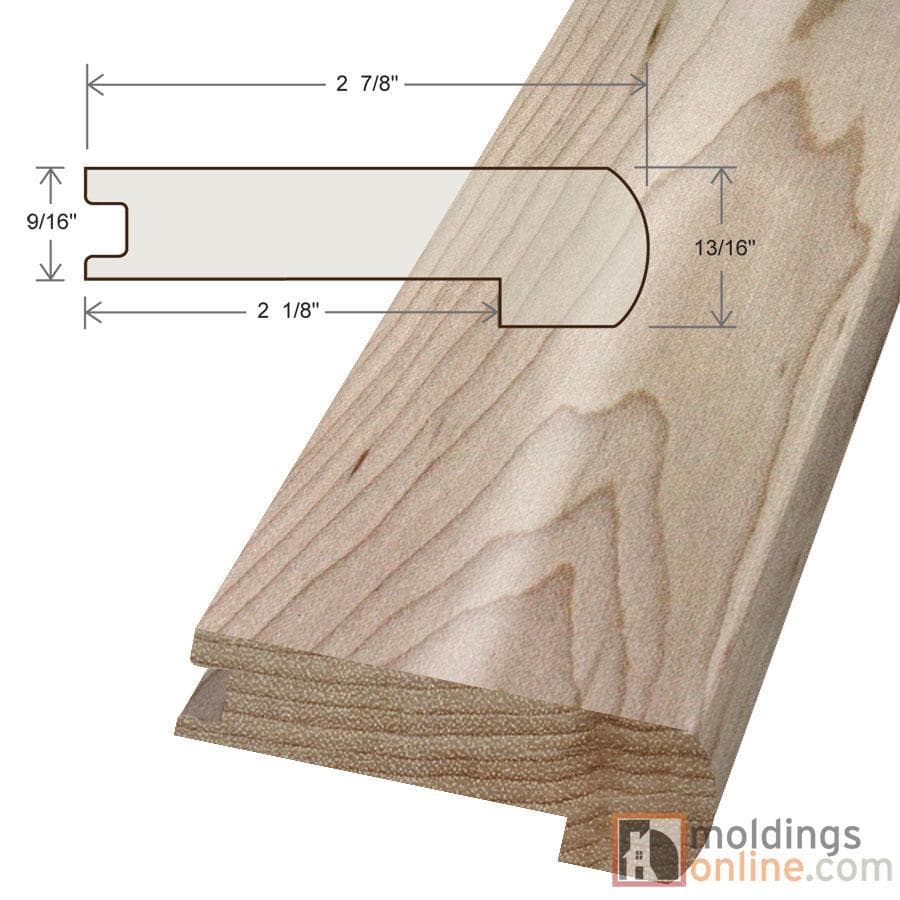 Maple / Stair Nose / 78" x 2 7/8" x 9/16" / Unfinished Maple Moldings - Collection 0