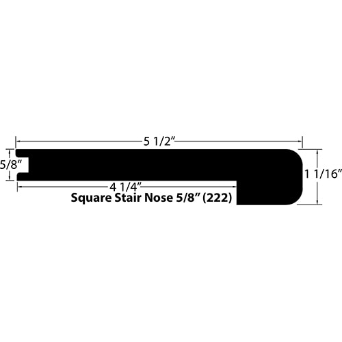 Natural / Stair Nose - Square 1 / 48" x 5 1/2" x 1" Engineered Hardwood Moldings - Unfinished Oak - Natural 0