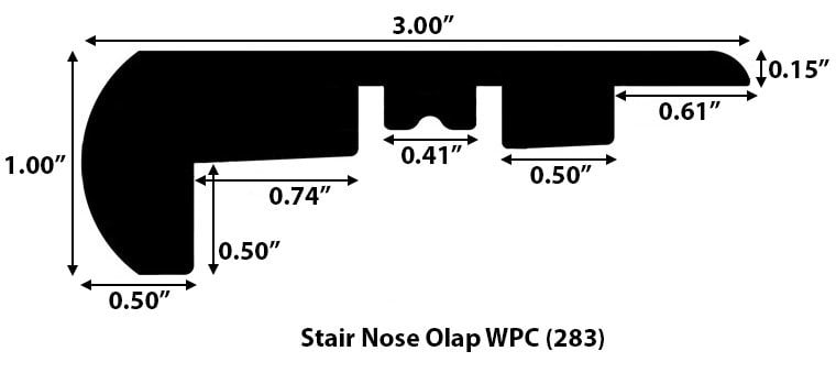 Amber / Stair Nose - Overlapping / 94" x 3" x 1" Vinyl Enduracor Moldings - 6mm WPC Click Lock - Long Plank - Amber 0