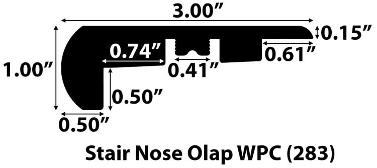 Asheville Oak / Stair Nose - Overlapping / 94" x 3" x 1" WPC White Oak Veneer Moldings - WaterGuard - Asheville Oak 0