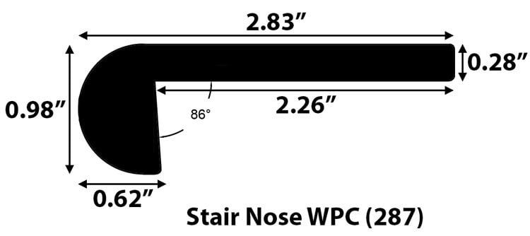 Natural Birch - satin gloss / Stair Nose / 94" x 2 7/8" x 1" Enduracor WPC veneer wrapped - Natural Birch - satin gloss 0