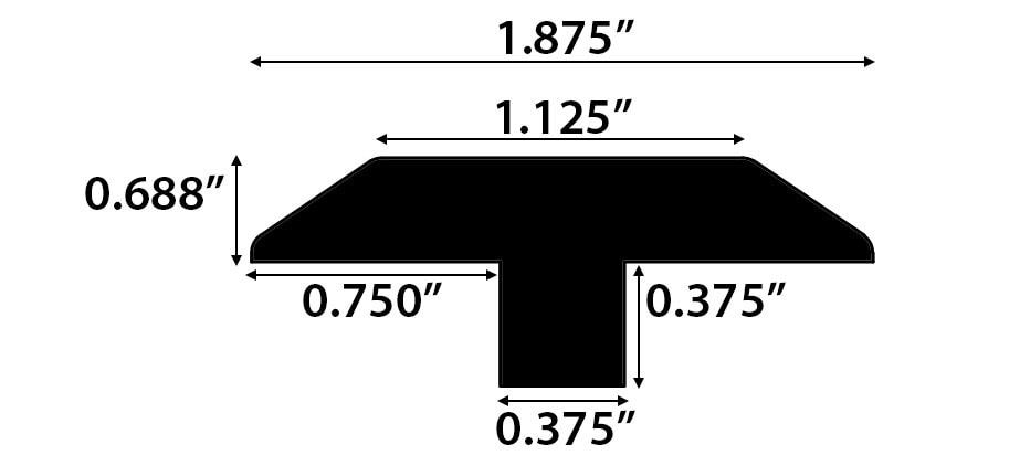 Coffee / T-Molding / 78" x 1 7/8" x 3/8" Hardwood Moldings - Canadian Hard Maple - Coffee 0
