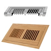 Beech / Vent - Flush Mount / 10" x 6" x 3/4" / Unfinished Beech Vents - Collection 0