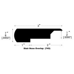 Engineered Hardwood Moldings - Maple Old West - Chocolate - Chocolate / Overlap Stair Nose / 78" x 3" x 13/16" Engineered Hardwood Moldings - Maple Old West - Chocolate - Chocolate / Overlap Stair Nose / 78" x 3" x 13/16"