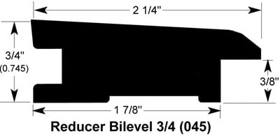 Coffee / Reducer - Bilevel / 78" x 2 1/4" x 3/4" Hardwood Moldings - Canadian Hard Maple - Coffee 0