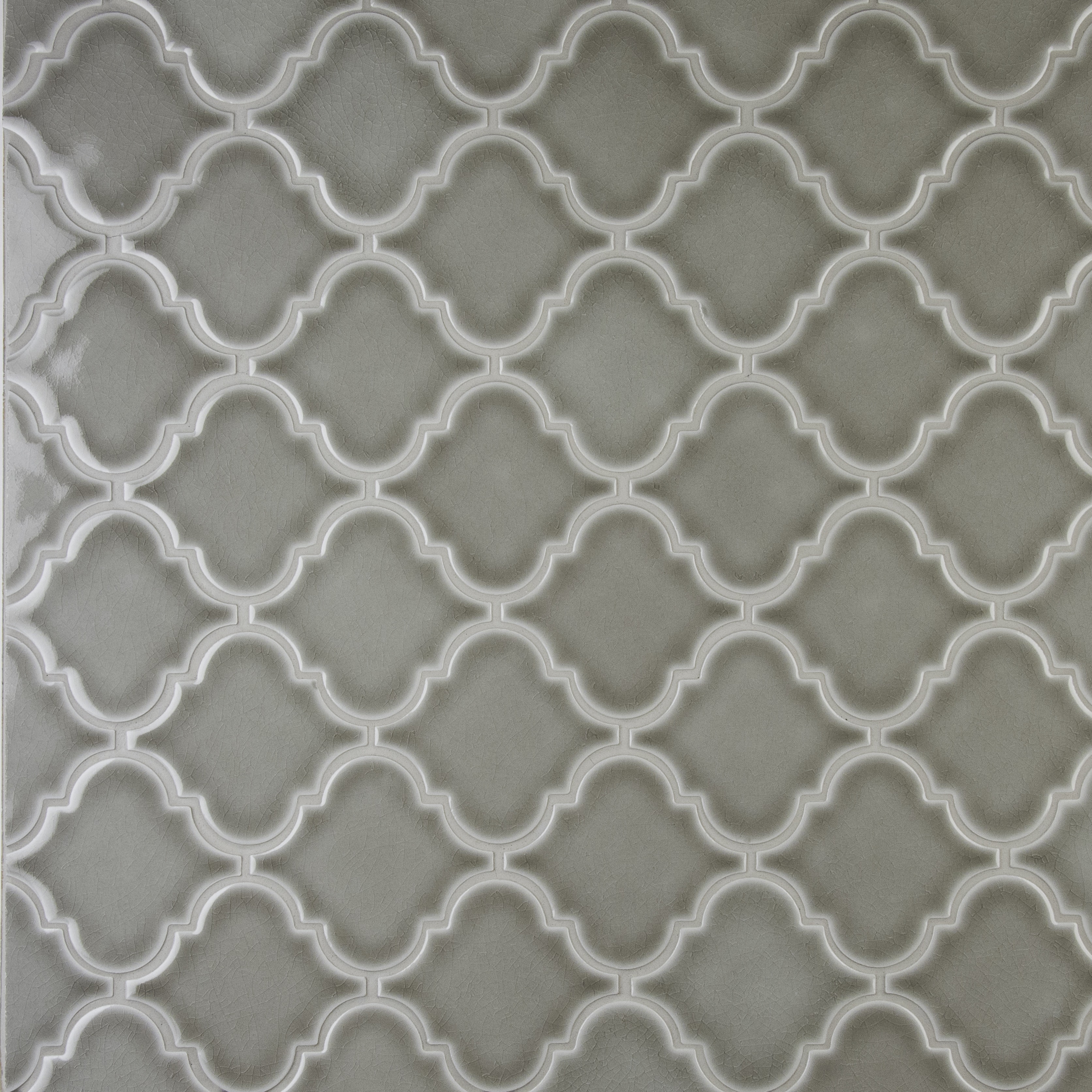 Arabesque 8mm / Pattern / Glossy Ceramic Tile - Dove Gray 0