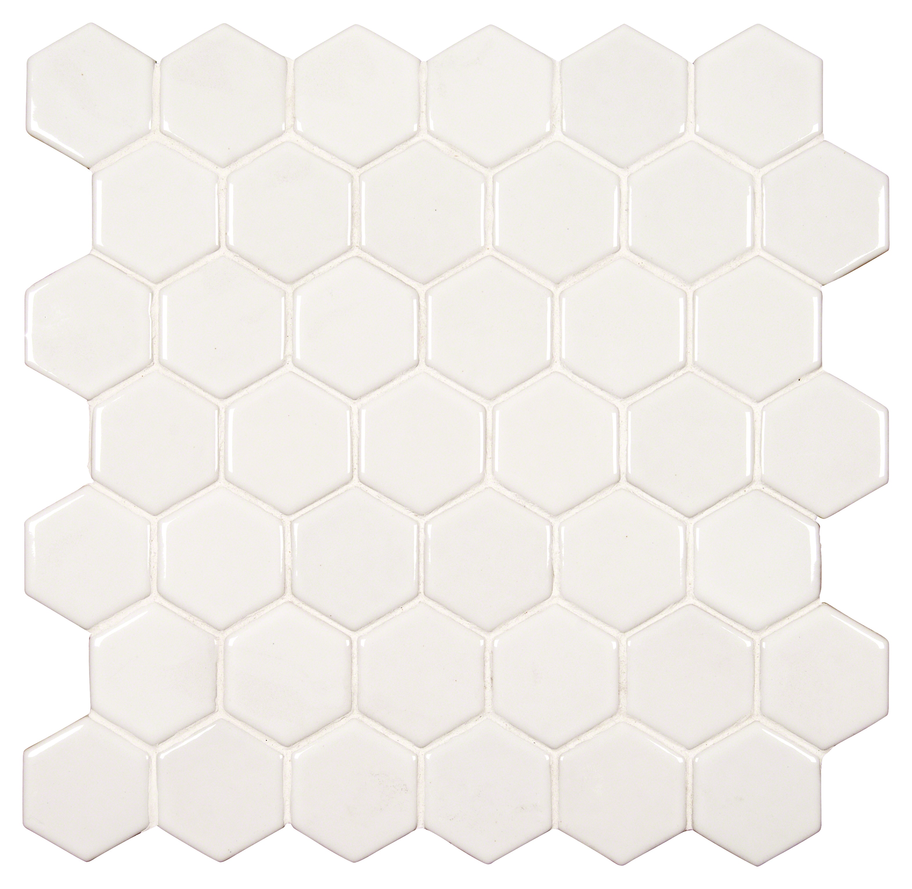 Hexagon 8mm / 2" / Glossy Ceramic Tile - Whisper White 0