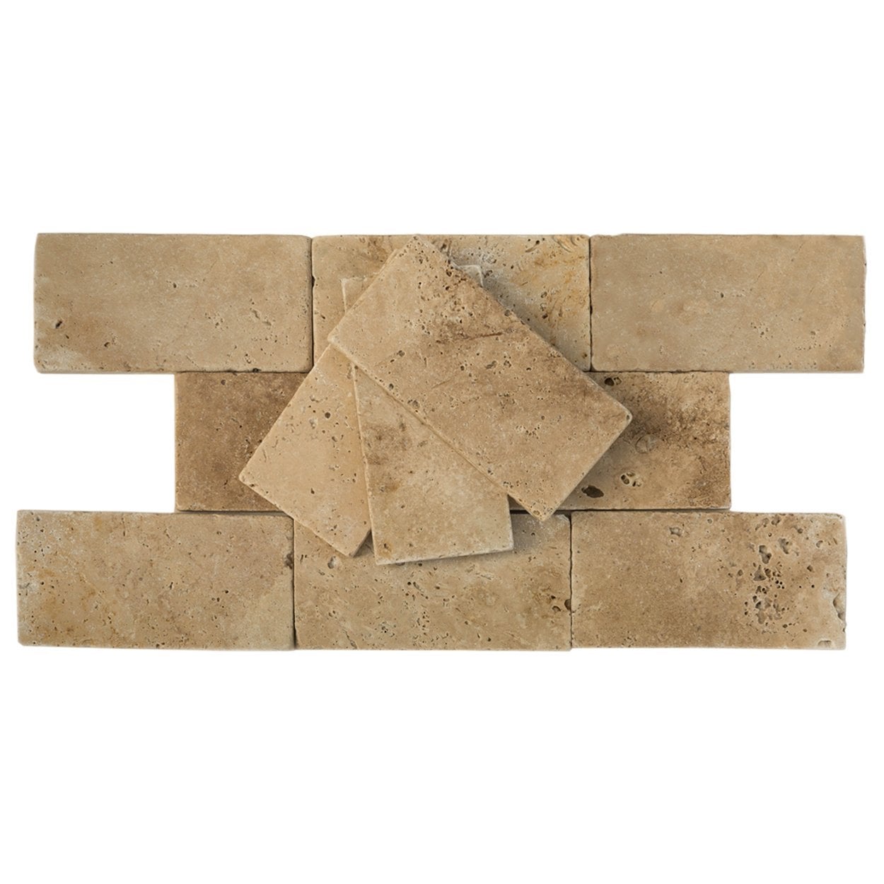 Light Beige / 3"x6"x3/8" / Tumbled Antique Tumbled Travertine Backsplash Tiles 0