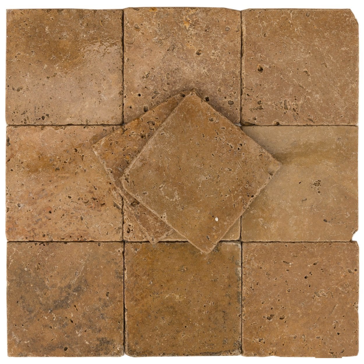 Walnut-Premium-Light Brown / 6"x6"x3/8" / Tumbled Antique Tumbled Travertine Backsplash Tiles 0