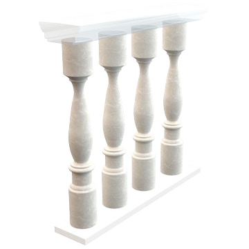 Balustrade Column / Botticino Marble / D: 5", H: 32" Natural Stone Balustrades 0