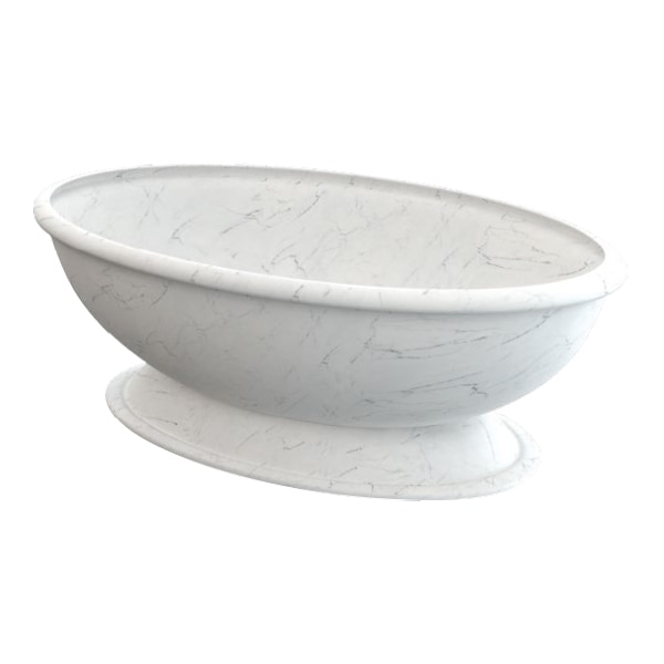 Carrara Marble / W:40", L:80", H: 28" / Honed(Matte) / Oval / TB3 Natural Stone Bathtubs 0