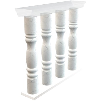 Balustrade Column / Carrara White Marble / D: 6", H: 32" Natural Stone Balustrades 0