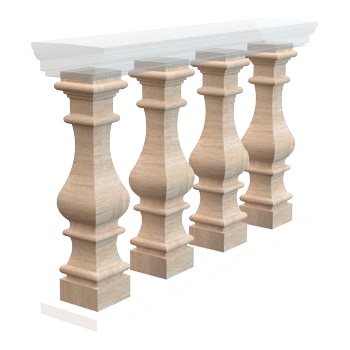 Balustrade Column / Light Travertine / 5.5"x5.5"x29" Natural Stone Balustrades 0