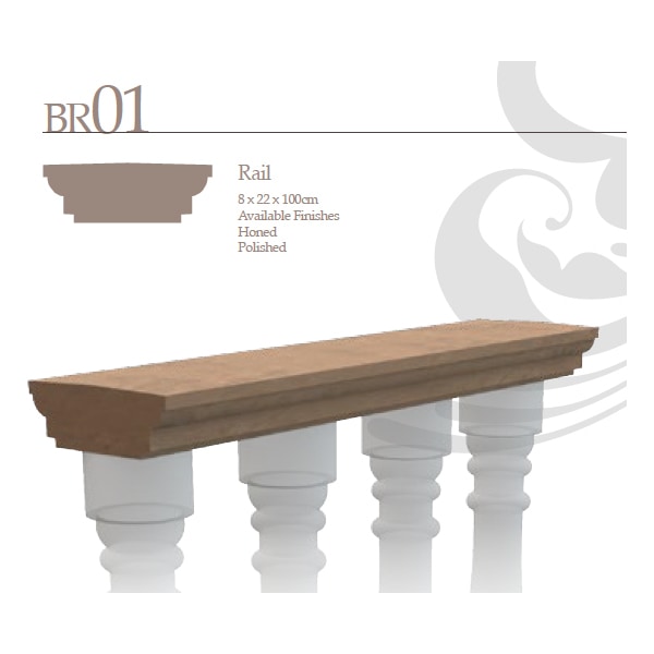 Balustrade Rail / Marble / 8.6"x39"x3" Natural Stone Balustrades 0