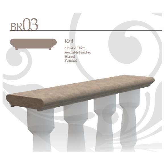 Balustrade Rail / Marble / 9.5"x39"x2.3" Natural Stone Balustrades 0